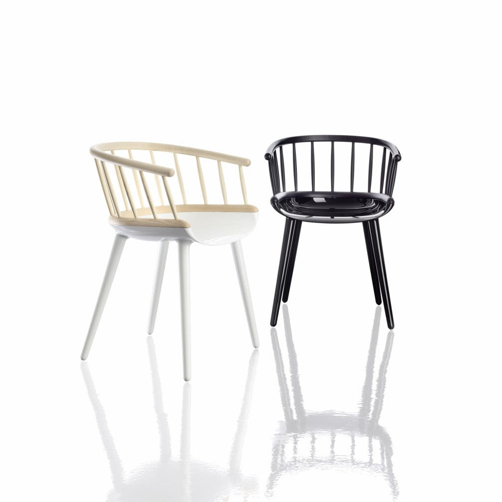 CYBORG STICK Chair black and white solid ash back