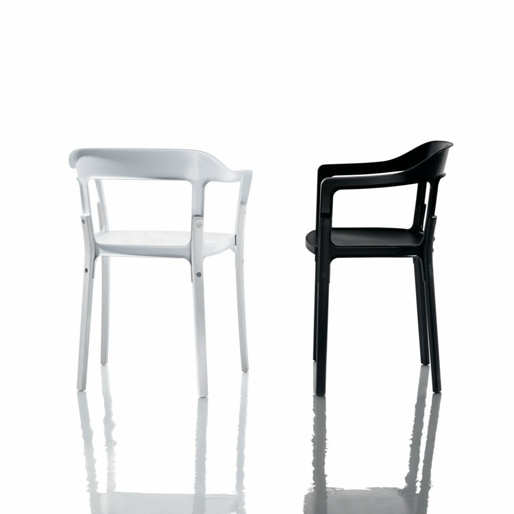 STEELWOOD Chair black and white, beech base