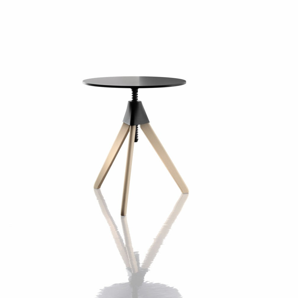 TOPSY Table black top and wooden beech base