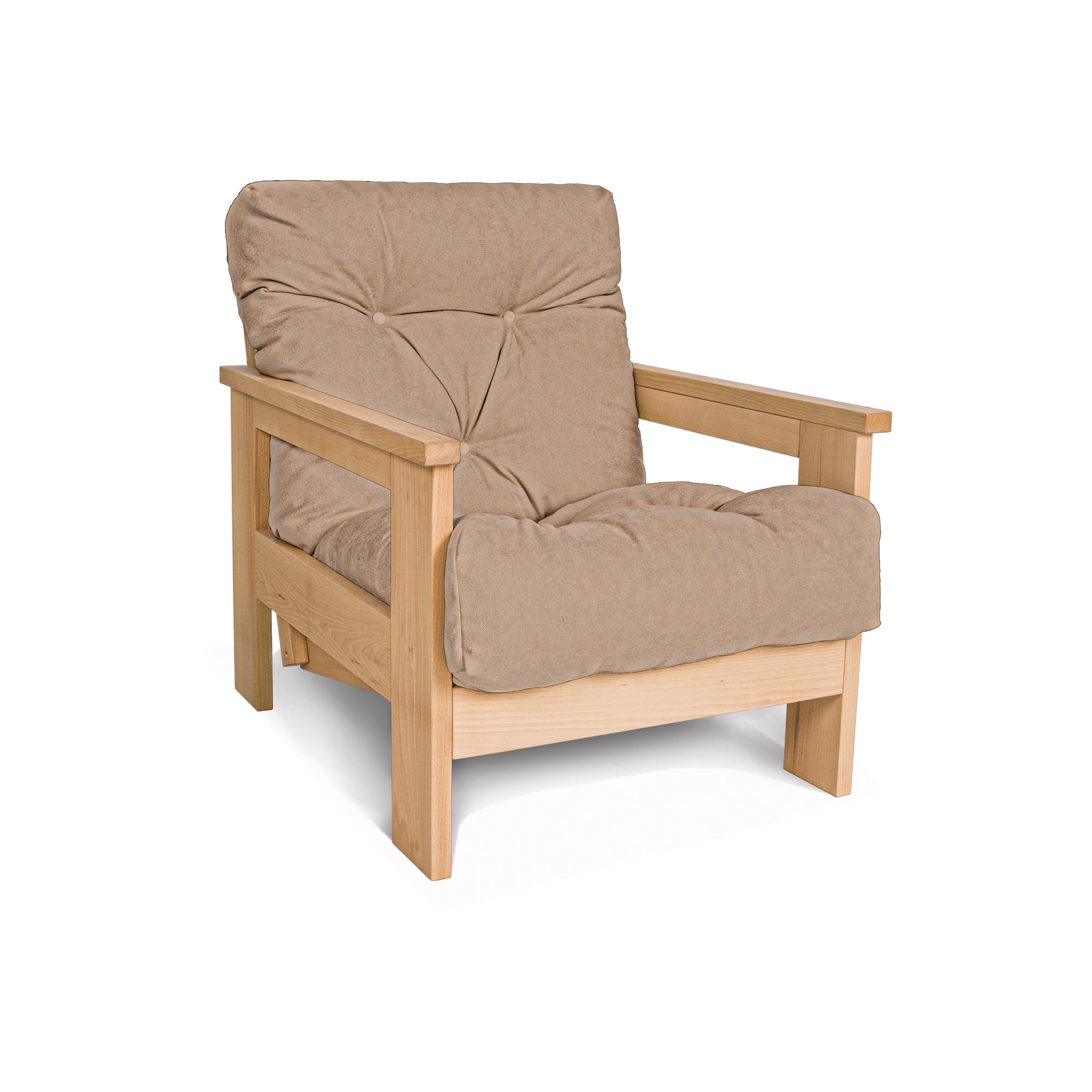 MEXICO Armchair, Beech Wood Frame, Natural Colour-beige fabric