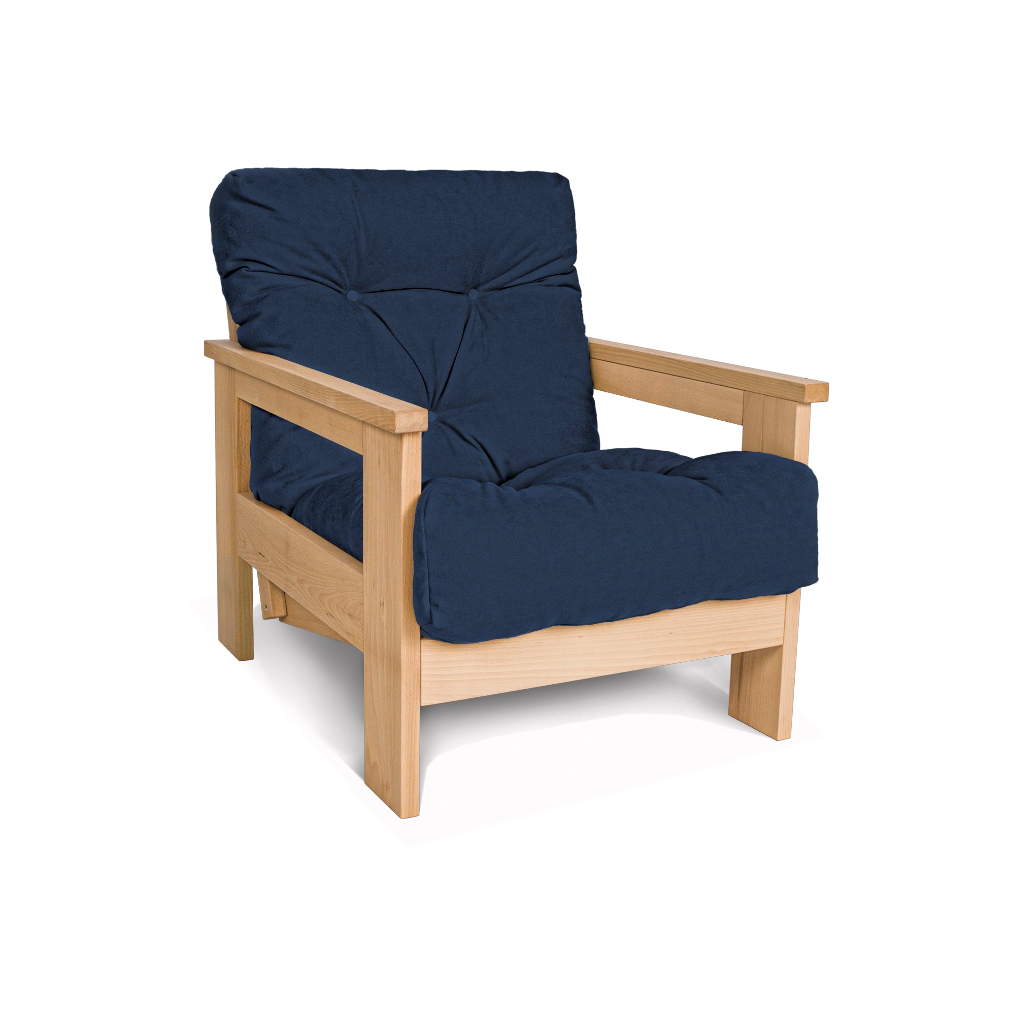 MEXICO Armchair, Beech Wood Frame, Natural Colour-blue fabric