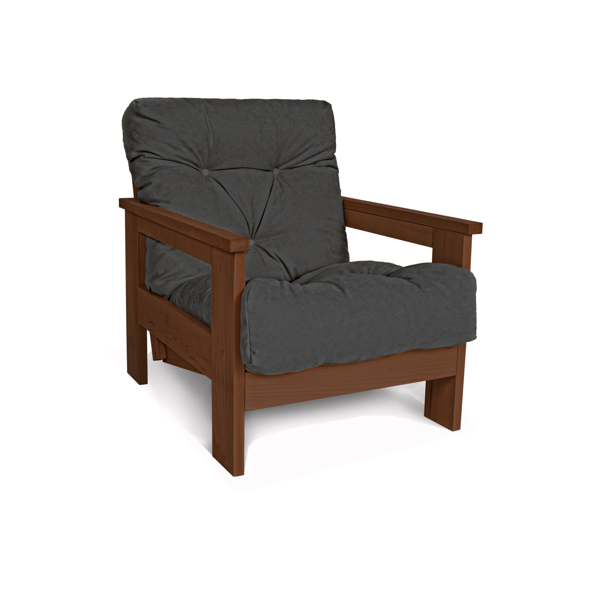 MEXICO Armchair, Beech Wood Frame, Walnut Colour-gray fabric