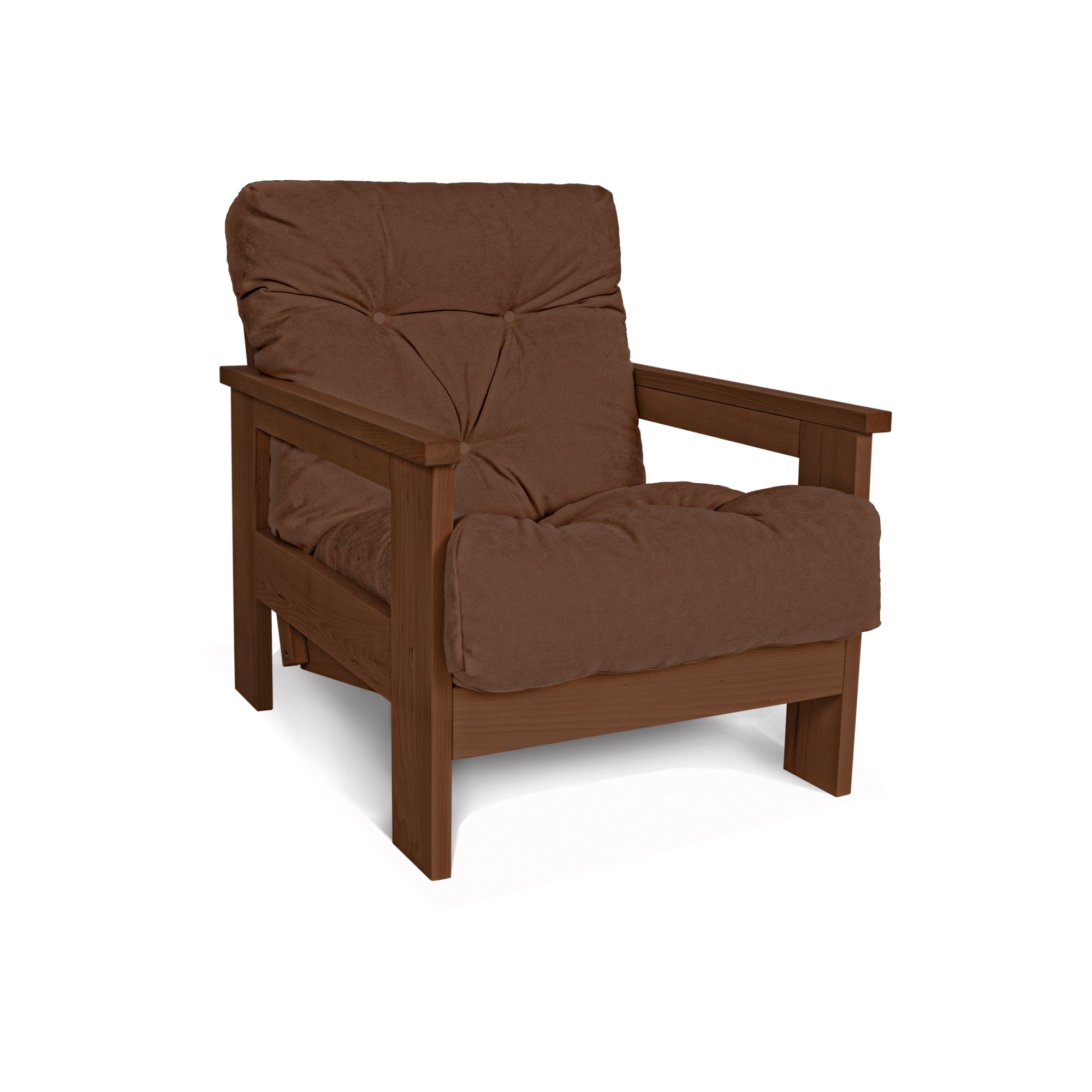 MEXICO Armchair, Beech Wood Frame, Walnut Colour-brown fabric