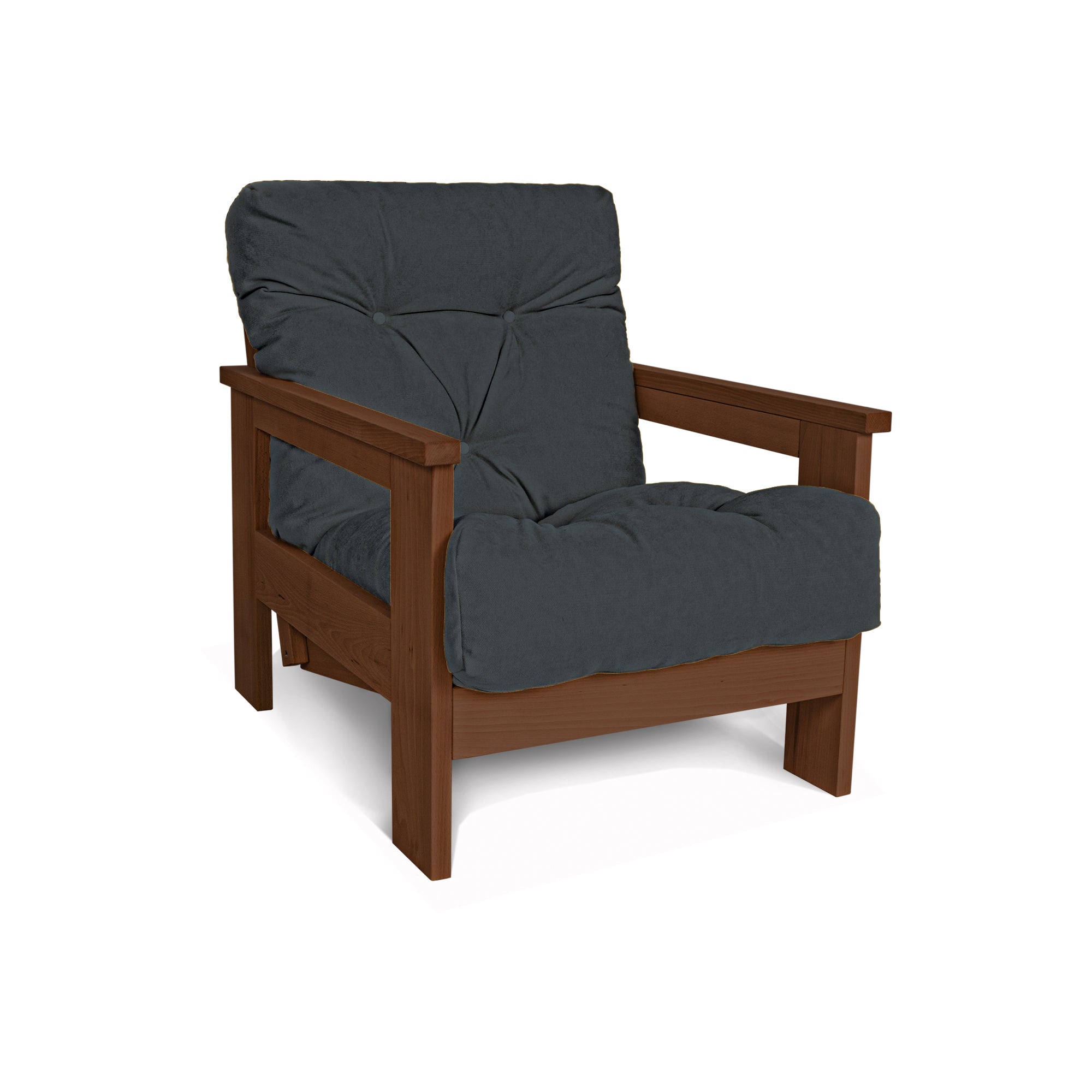 MEXICO Armchair, Beech Wood Frame, Walnut Colour-graphite fabric