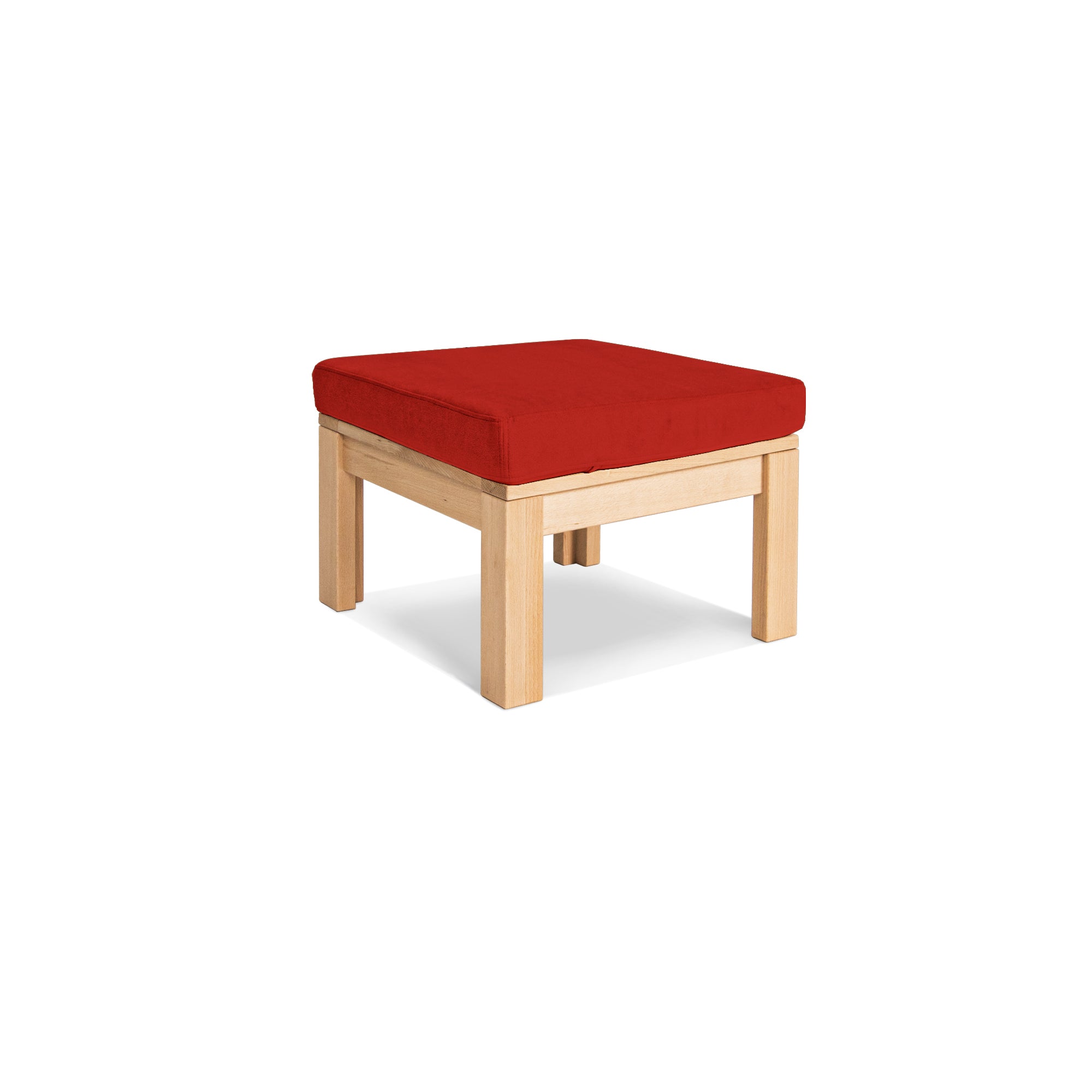 MEXICO Table Pouffe- Beech Wood walnut frame-red fabric colour