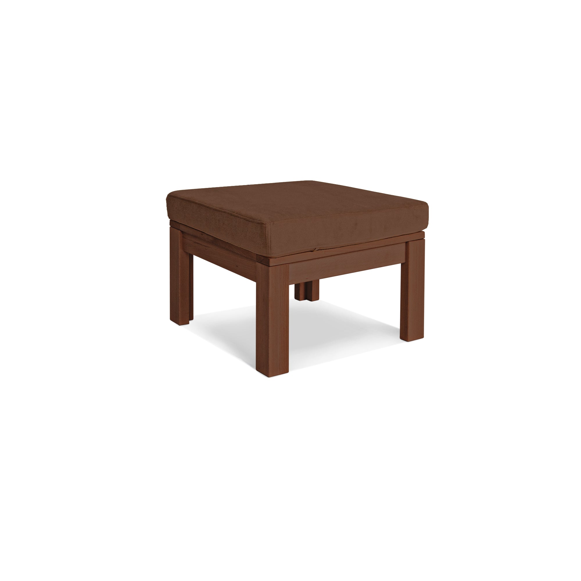 MEXICO Table Pouffe- Beech Wood walnut frame-brown fabric colour