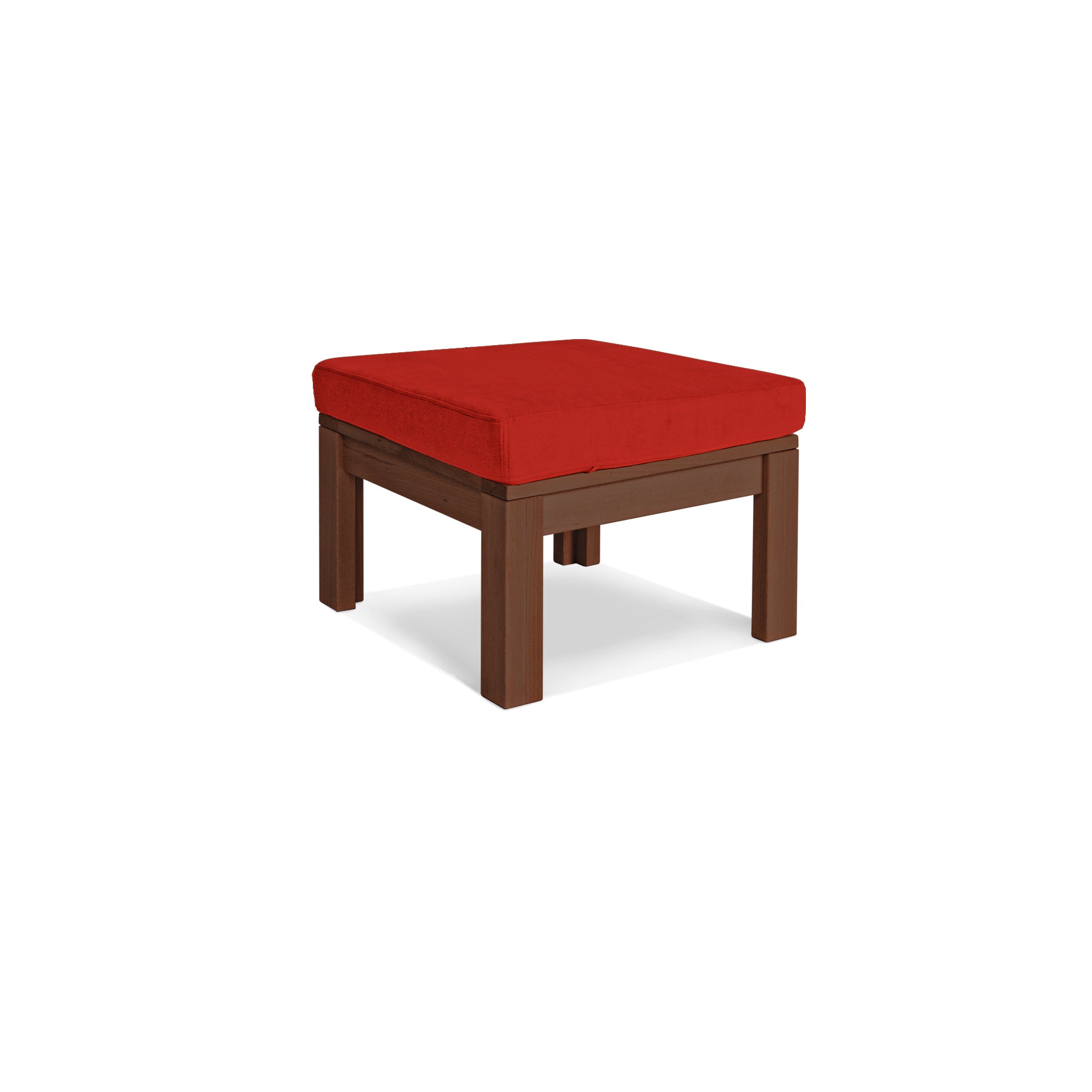 MEXICO Table Pouffe- Beech Wood walnut frame-red colour
