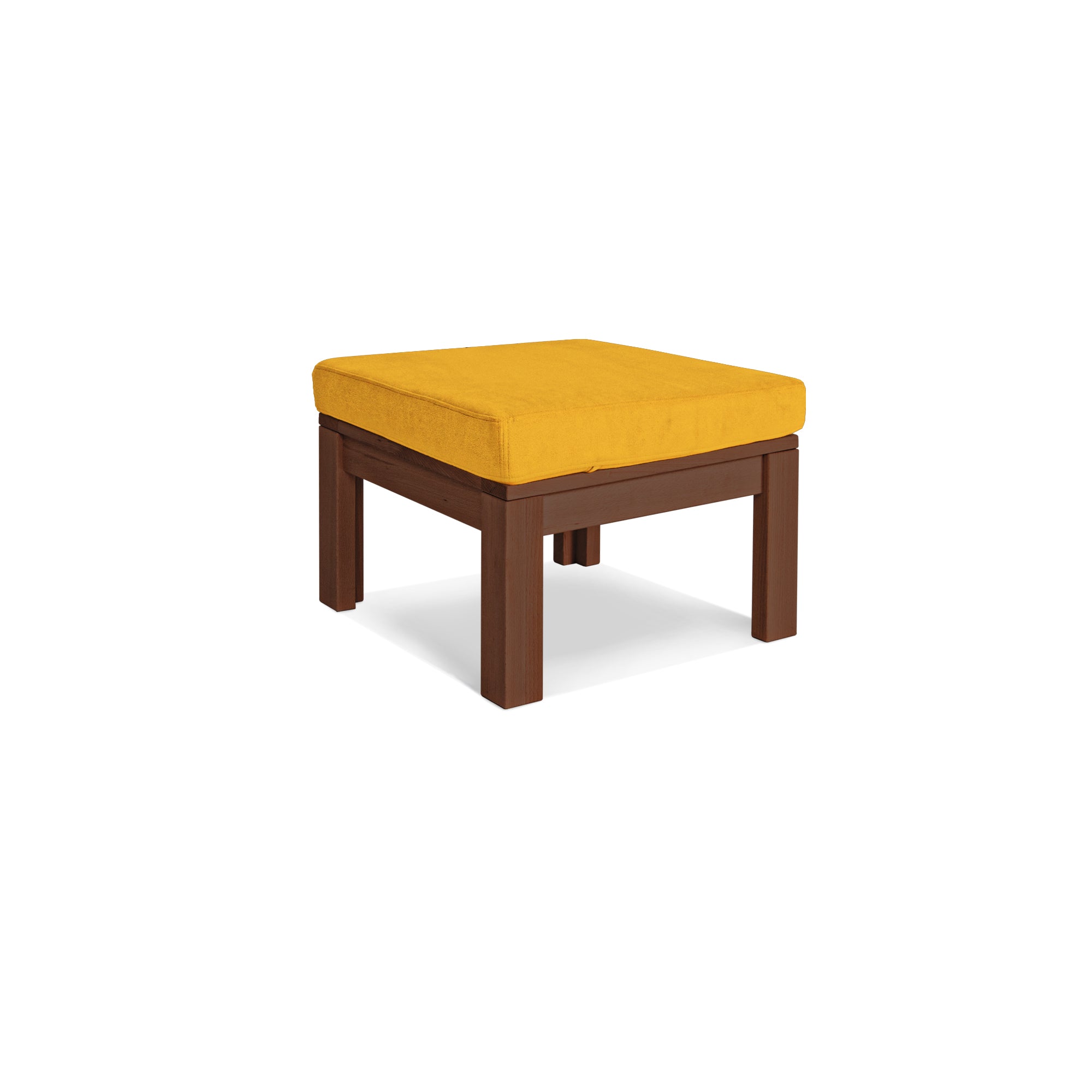 MEXICO Table Pouffe- Beech Wood walnut frame-yellow fabric colour