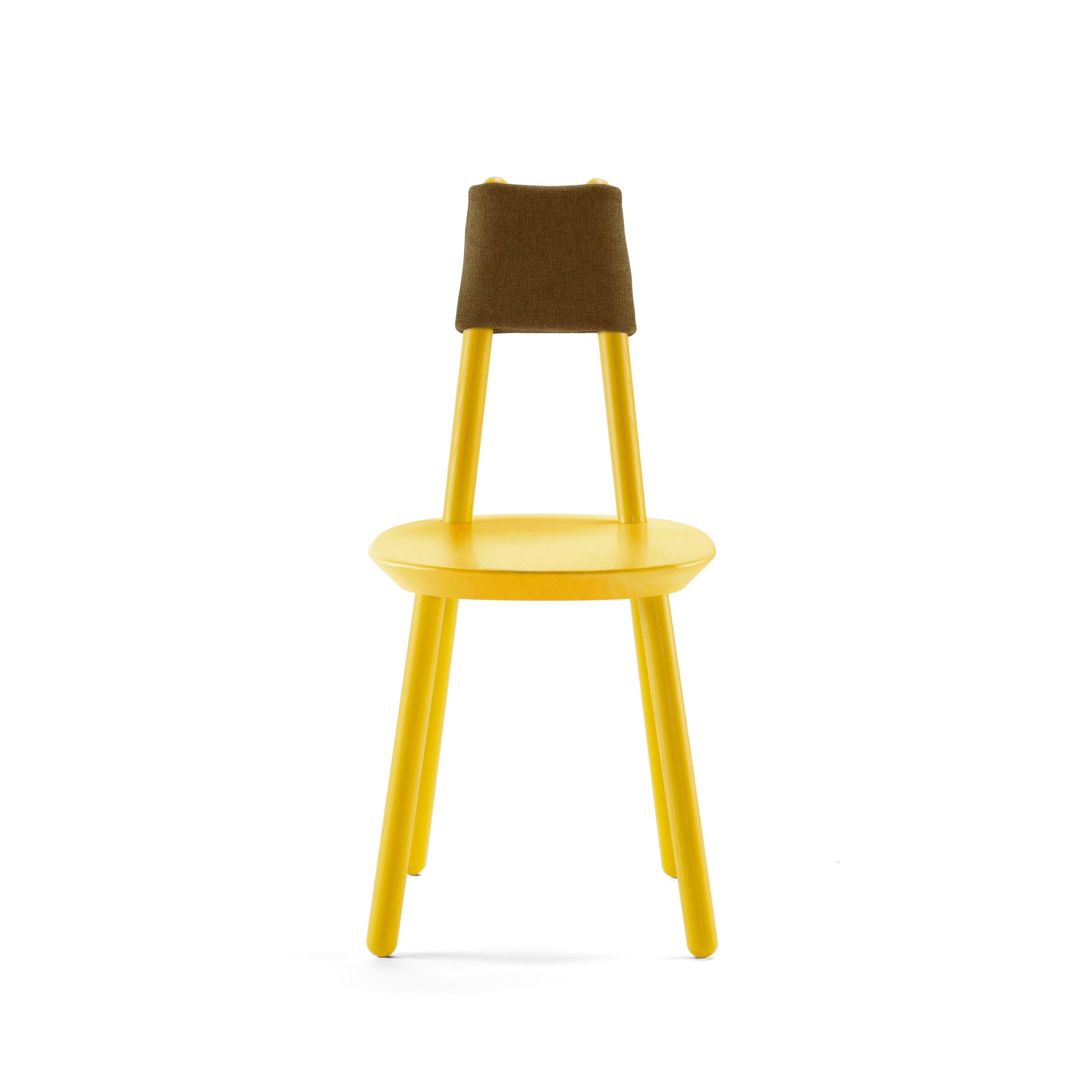 NAЇVE Chair solid ash-yellow frame colour-brown backrest-front view
