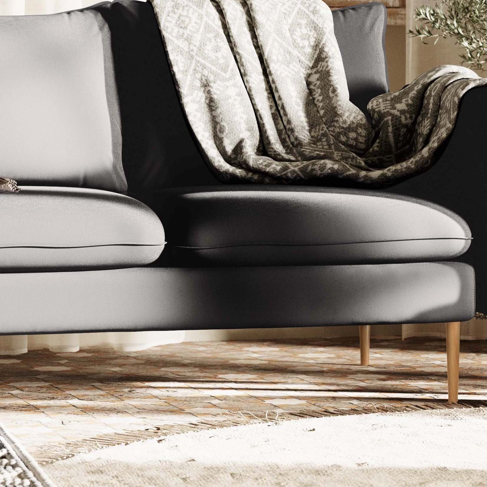 POSH WOOD Corner Sofa Left upholstery colour grey interior view