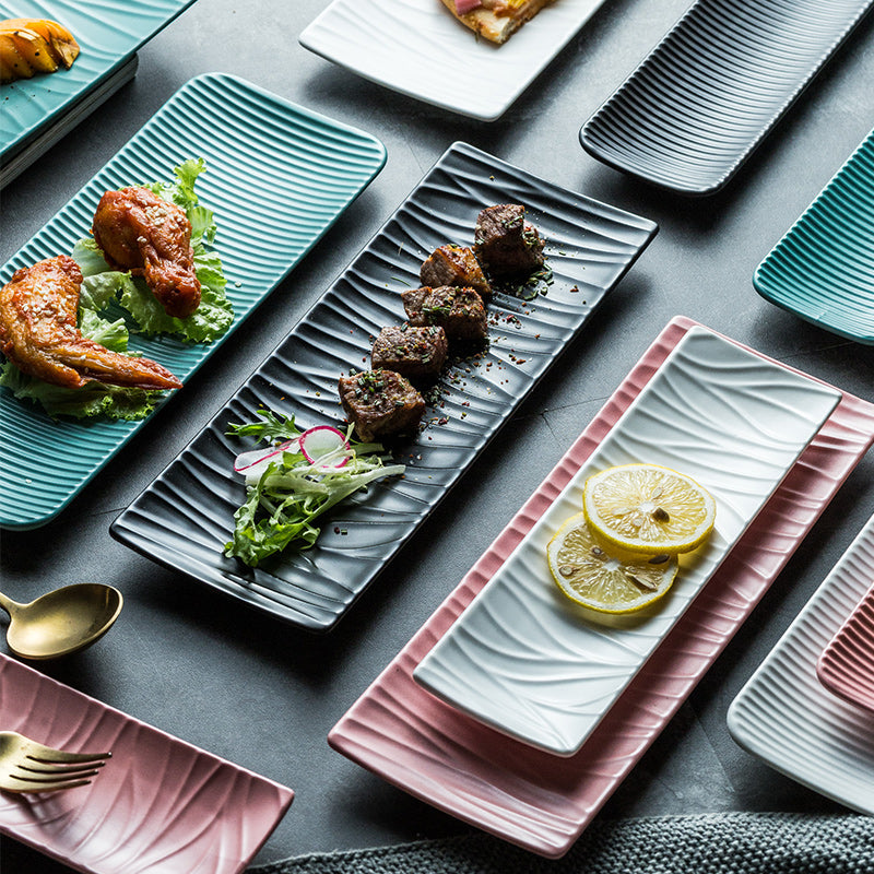 Piatto lungo rettangolare da sushi in ceramica nordica