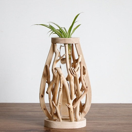 Vaso di legno puro lavorato a mano