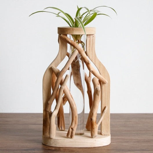 Vaso di legno puro lavorato a mano