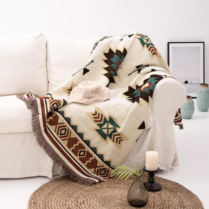 Coperta da divano geometrica in stile etnico