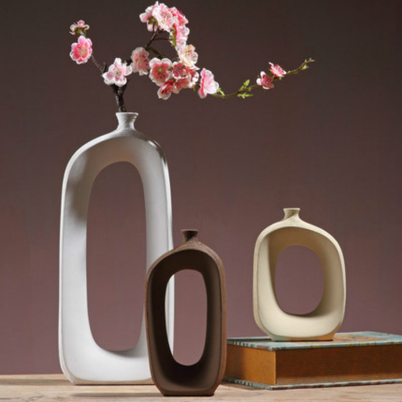 Vaso vintage in ceramica spazzolata in stile nordico