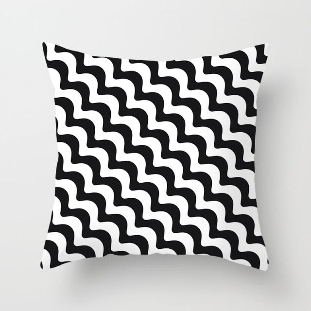 GEOMETRIC Copricuscino con stampa in bianco e nero