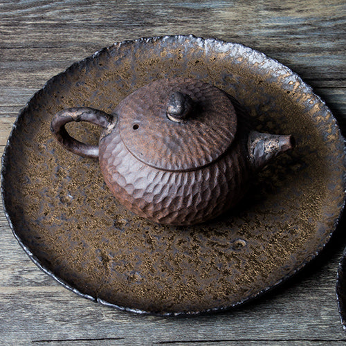 Eleganti vassoi da tè in ceramica color bronzo