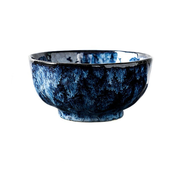 Piatti e ciotole in ceramica blu stile retrò giapponese