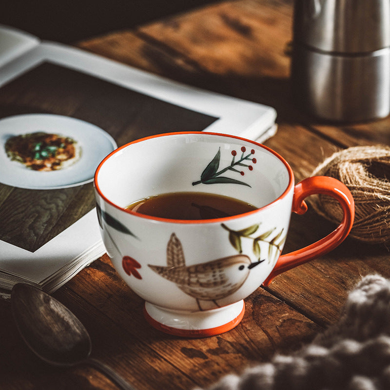 Tazze da caffè in ceramica retrò dipinte a mano in stile nordico