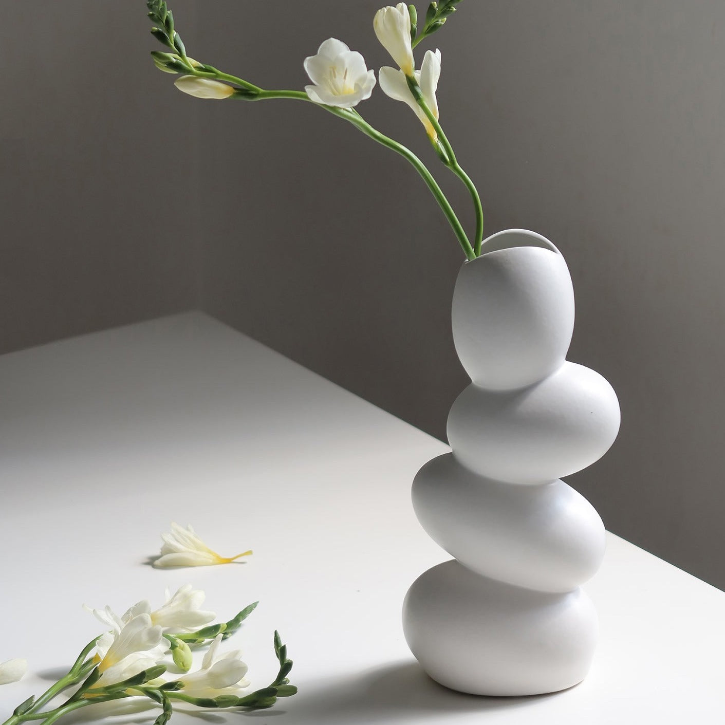 Elegante vaso a forma di uovo in ceramica bianca opaca