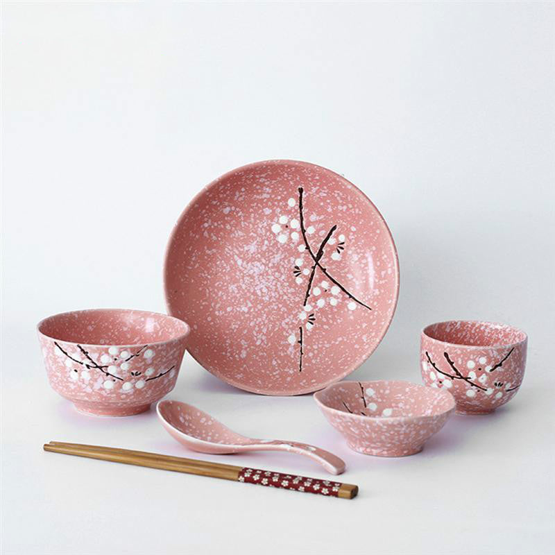 Set di stoviglie rosa in ceramica in stile giapponese
