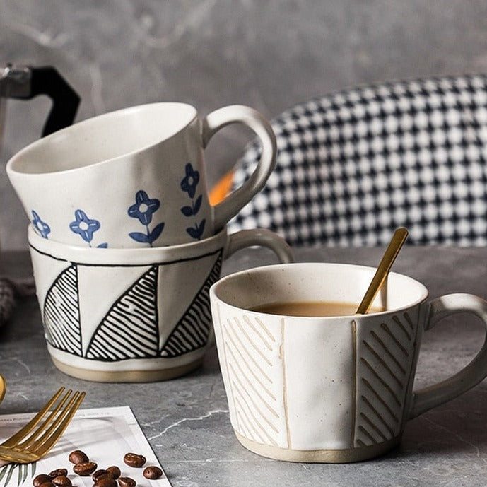 Tazze da caffè creative in ceramica dipinte a mano