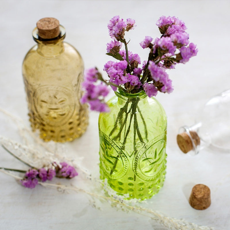 Vaso per fiori in vetro intagliato vintage