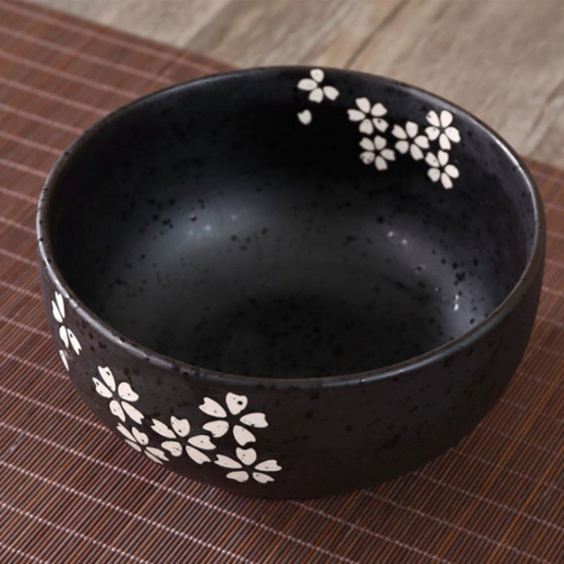 Ciotola Ramen Ceramica Grande Giapponese - Decorazioni Fiore Marrone