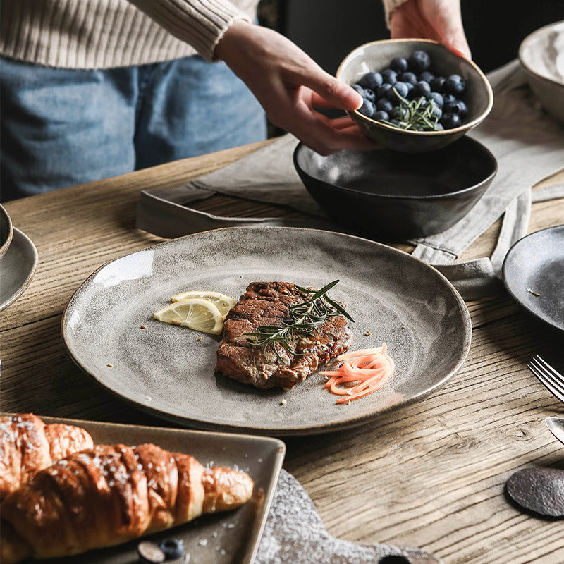 Piatto da pranzo in ceramica giapponese retrò