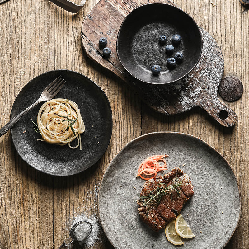 Piatto da pranzo in ceramica giapponese retrò